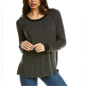 Three Dots Colorblock Raglan Sweater Size XL Charcoal Grey Black